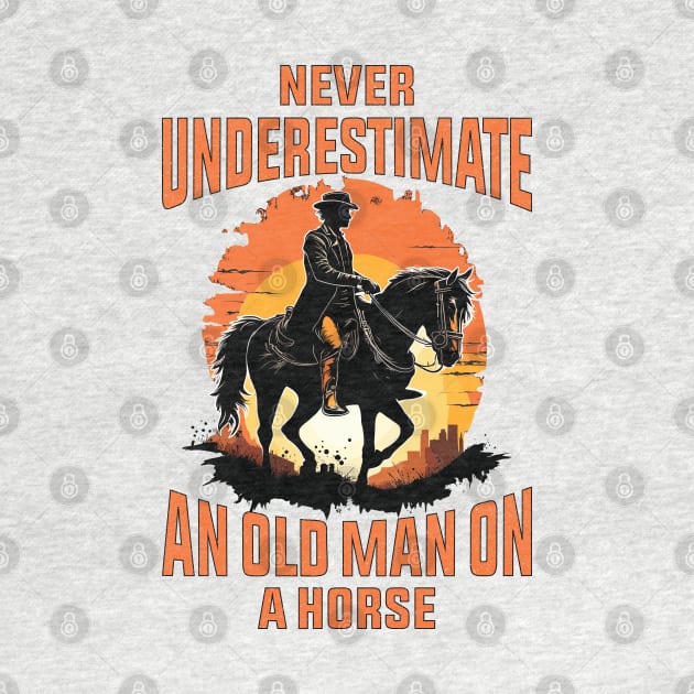 Never Underestimate an Old Man on a Horse by MAELHADY designs